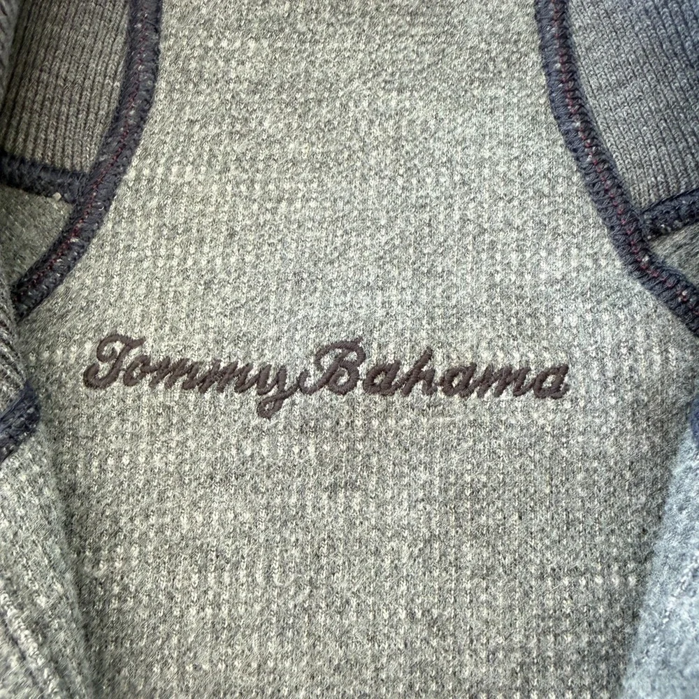 Tommy Bahama Flip Sider Half Zip Reversible Pullover Sweatshirt Sz L Gray Ribbed
